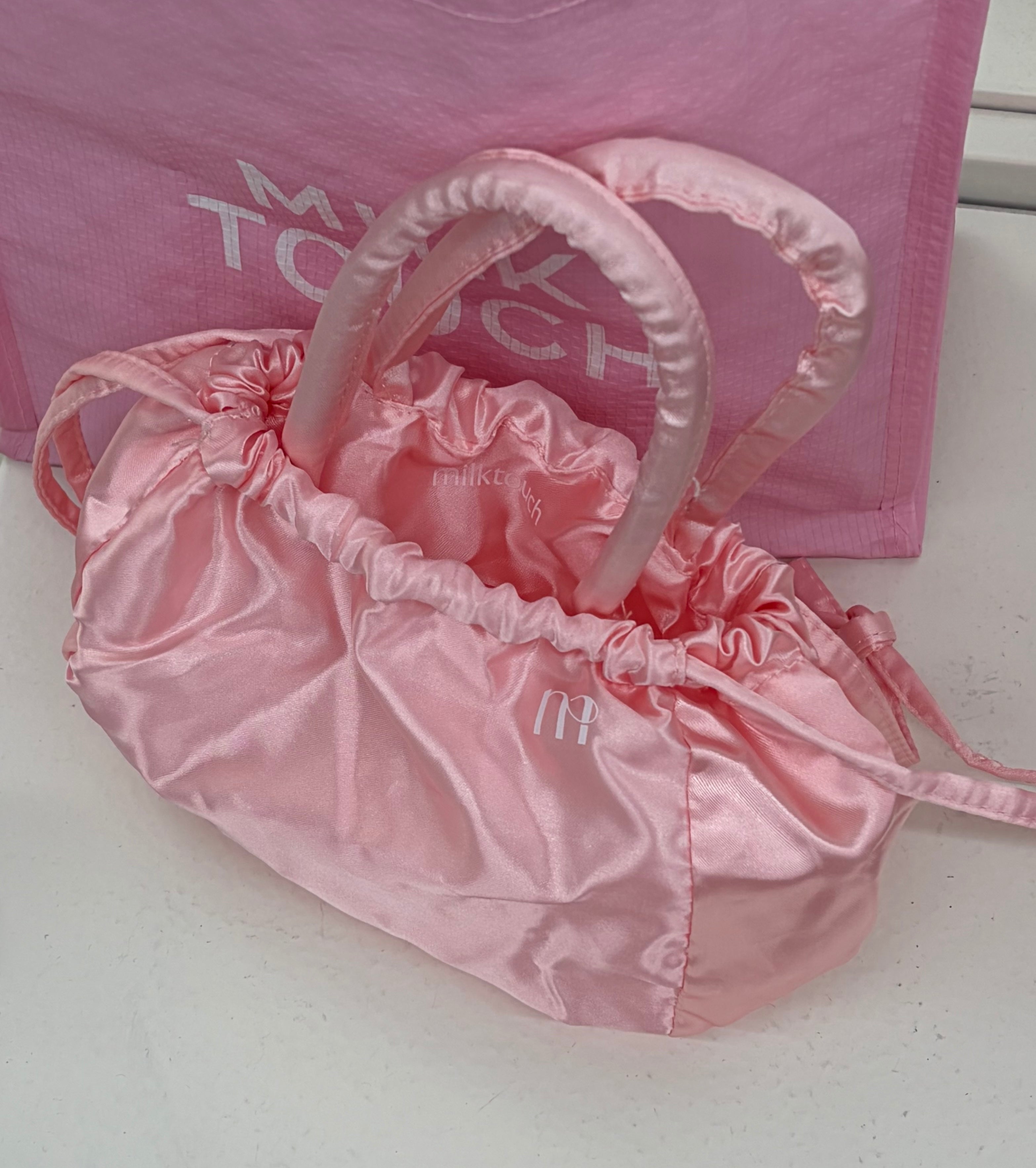 Milktouch Pink Silky Handle Drawstring Pouch
