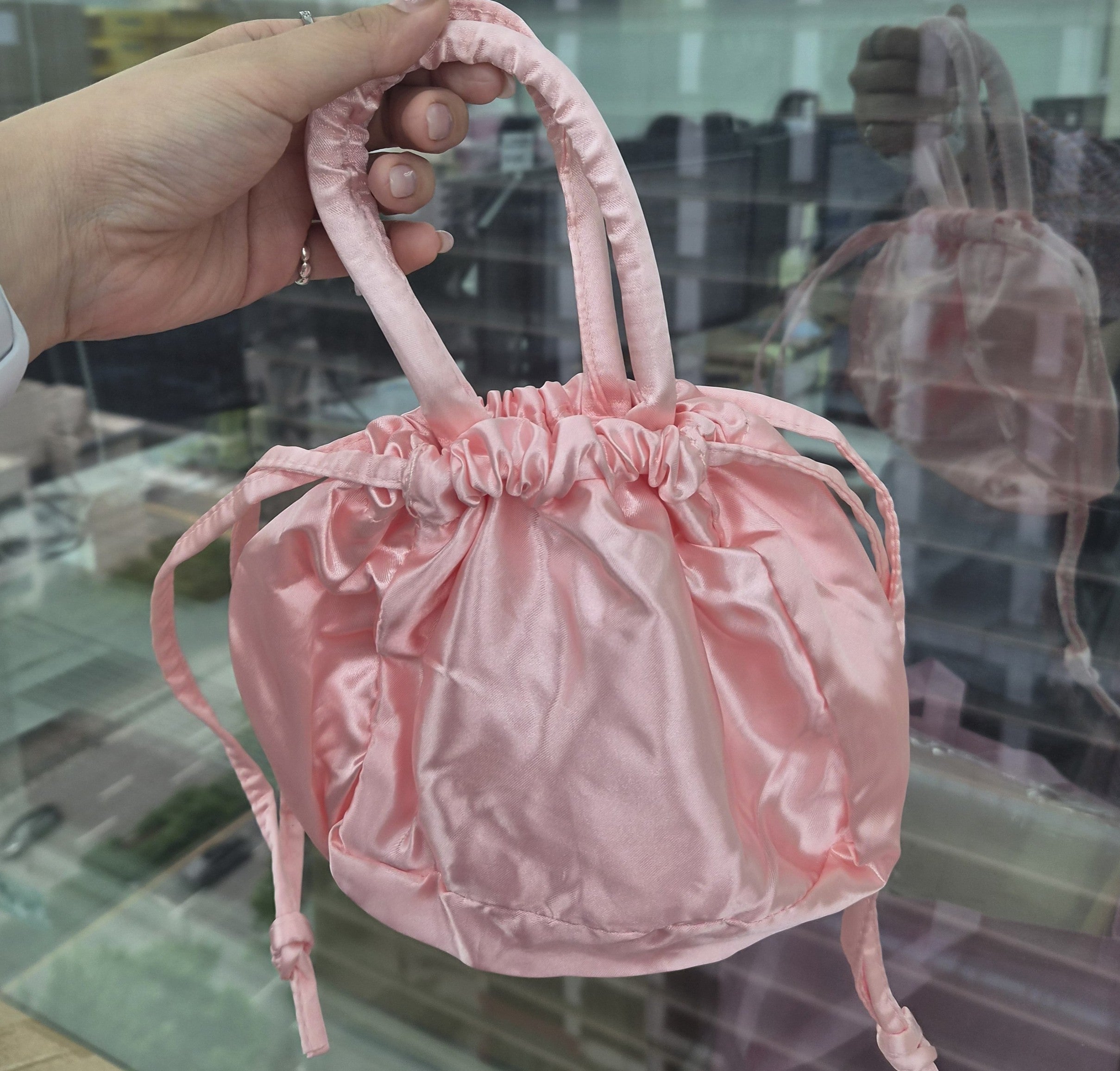 Milktouch Pink Silky Handle Drawstring Pouch